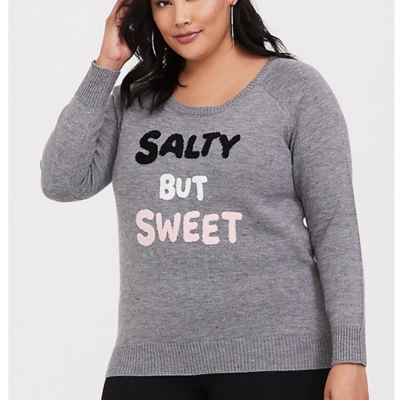 torrid Sweaters - Torrid Grey Blush Salty But Sweet Sweater